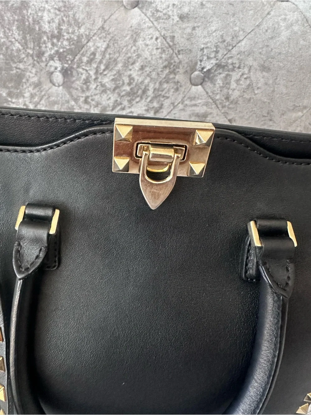 Valentino Garavani Black Leather Rockstud Purse